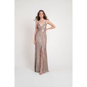 Jenny Yoo Zelda Sequin Formal Floor Length gown with split